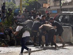 تیراندازی عناصر حزب الله به کاخ دادگستری بیروت+فیلم